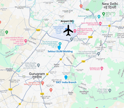 SSCTインド支店の所在地（デリー空港から車で約40分）